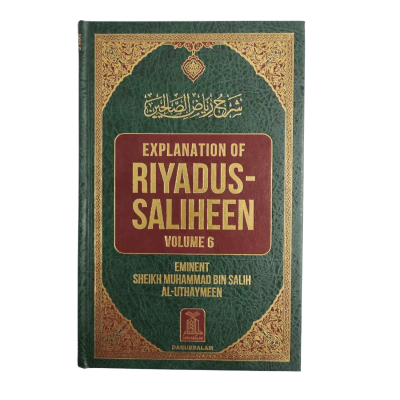 Groene en gouden boek getiteld Explanation of Riyadus-Saliheen Volume 6