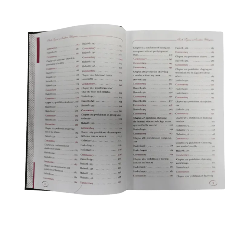 Open boek met gedrukte tekst voor Explanation of Riyadus-Saliheen Volume1-6
