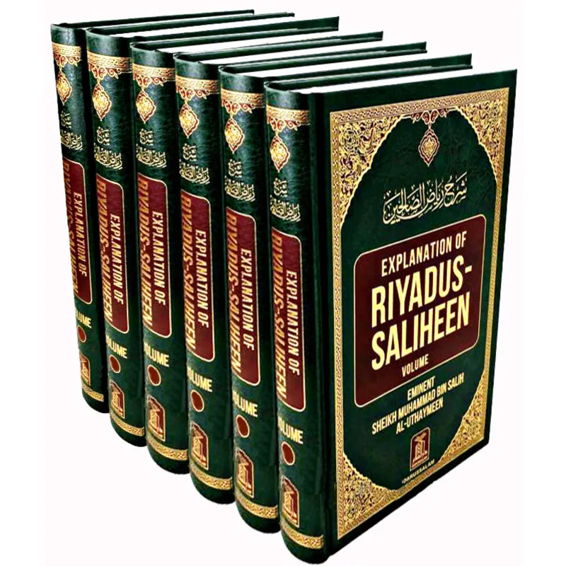 Set groene en gouden islamitische boeken voor uitleg van Riyadus-Saliheen Volume1-6