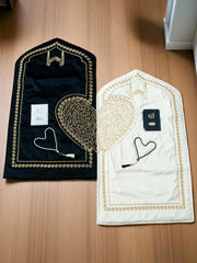 Luxe Gebedsmat Set voor Koppels – Hartmotief Fluweel