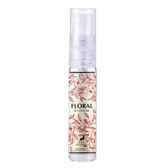 Floral Bloom al Hambra EDP parfumfles met rode patronen op een witte label