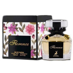 Luxe Florence parfum met roze bloemenverpakking en Hamra Eau design