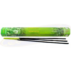 Groene tube van Flute Aloe Vera wierookstokjes met drie zwarte wierookstokken