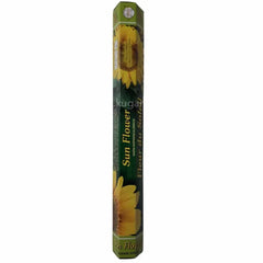 Groene doos met Flute Incense Agarbatti Sun Flower versierd met zonnebloemen