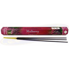 Mulberry-scented Flute Moerbei Wierookstokjes in a hexagonal tube packaging