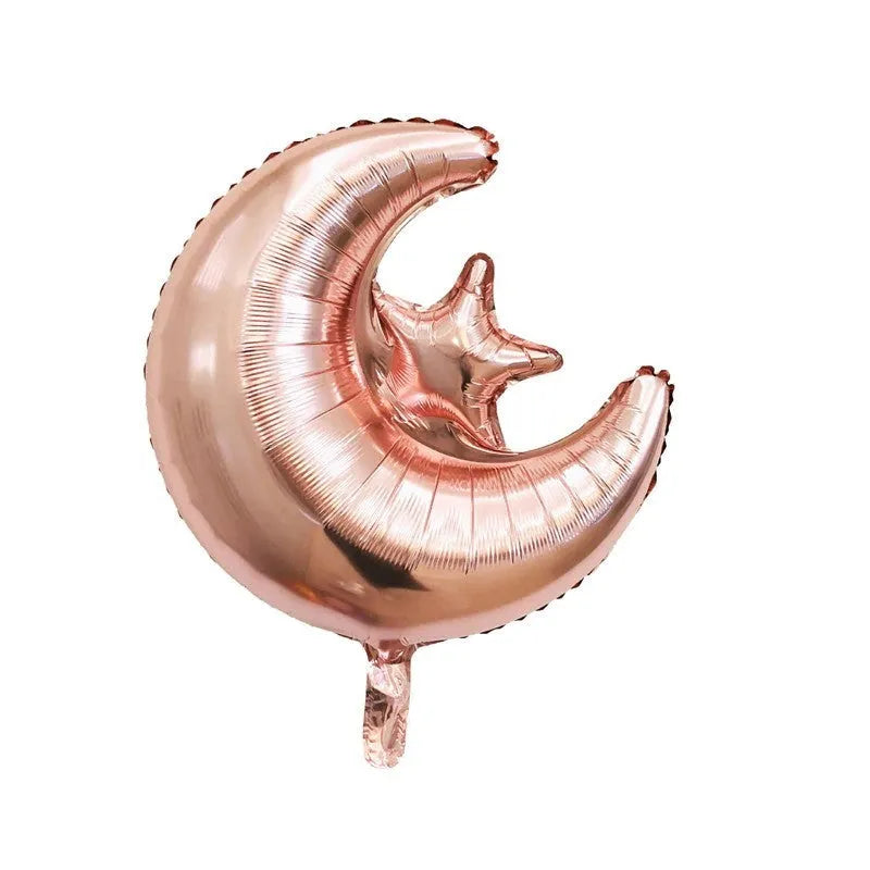 Folieballon maan-ster rosé vast Islamboekhandel.nl