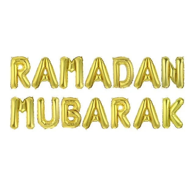 Folieballon "Ramadan Mubarak" goud eidmubarak.eu