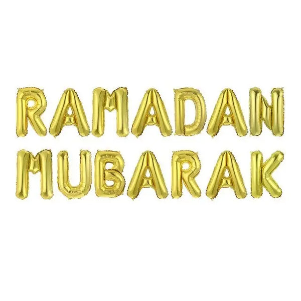 Folieballon ramadan mubarak goud met gouden folie letters in feestelijk opgeblazen ontwerp