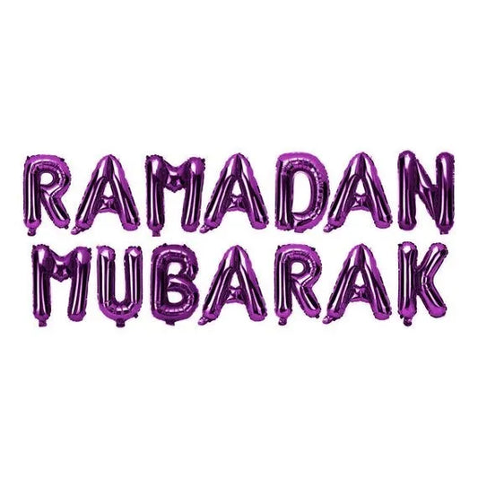 Folieballon "Ramadan Mubarak" paars eidmubarak.eu