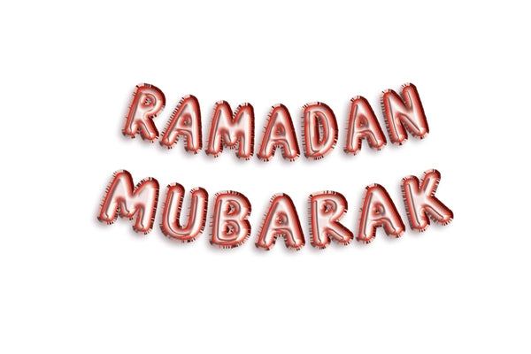 Folieballon ramadan mubarak in roségoudfolie letters voor feestelijke decoratie tijdens ramadan