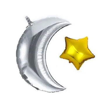 Folieballon Set Maan + ster zilver/goud - los - Islamboekhandel.nl