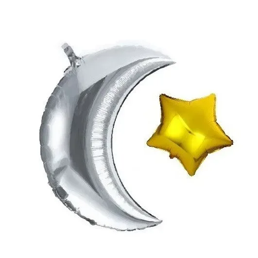 Folieballon Set Maan + ster zilver/goud - los - Islamboekhandel.nl