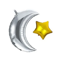 Folieballon Set Maan + ster zilver/goud - los - Islamboekhandel.nl