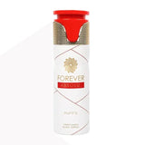 Witte cilindrische fles riiffs forever absolu geparfumeerde bodyspray met rood-goud textuurdop in forever absolu deodorant product