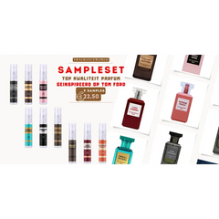 Sample set van kleurrijke parfumvials en flessen in Fragrance World Inspired op Tom Ford