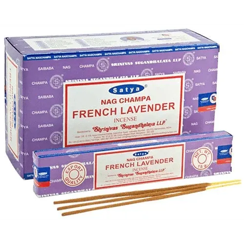 Boxes van Satya Nag Champa French Lavender wierookstokjes voor een rustgevende geur