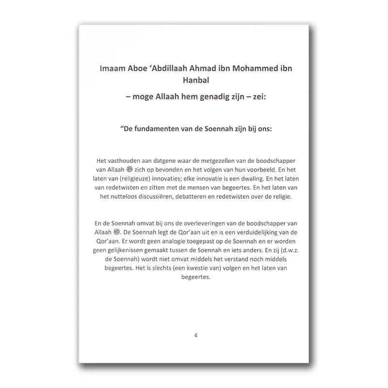 De fundamenten van de soenah - Islamboekhandel.nl