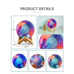 Galaxy moon lamp met houten standaard en galaxy patroon voor Equantu QB512