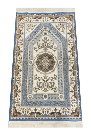 Gebedskleed Blauw/Grijs met sierpatroon - Islamboekhandel.nl