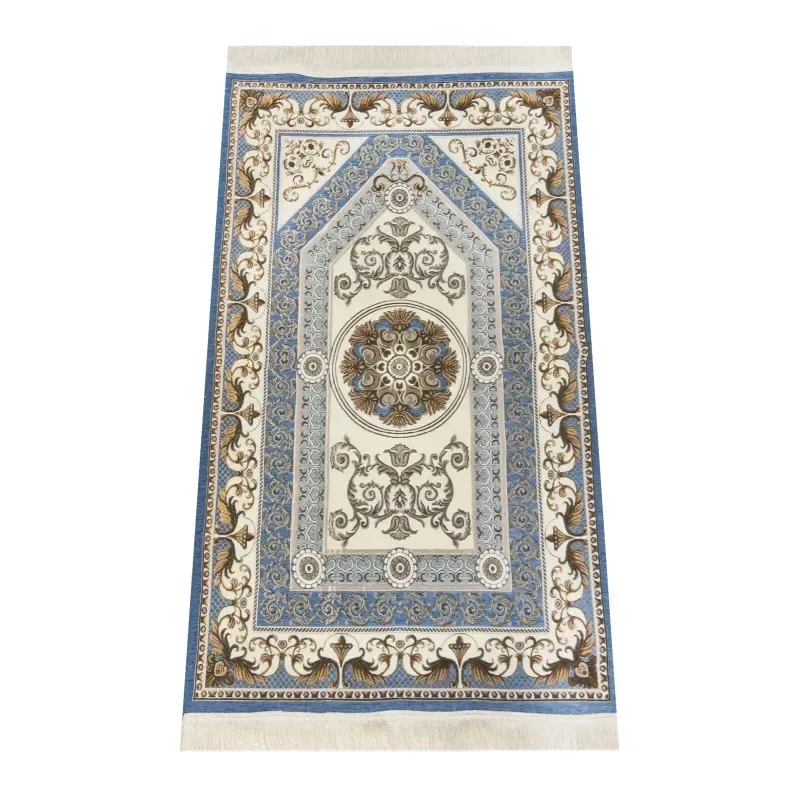 Gebedskleed Blauw/Grijs met sierpatroon - Islamboekhandel.nl