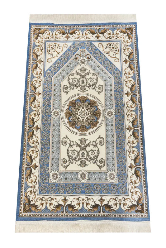 Gebedskleed Blauw/Grijs met sierpatroon - Islamboekhandel.nl