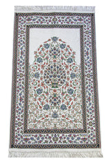Gebedskleed van chenille met klassiek bloemenmotief - Islamboekhandel.nl