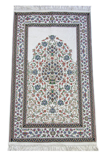Gebedskleed van chenille met klassiek bloemenmotief - Islamboekhandel.nl
