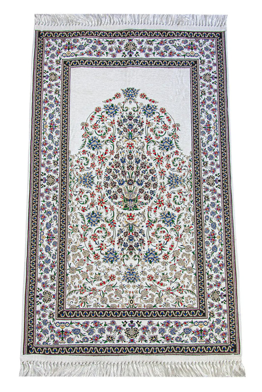Gebedskleed van chenille met klassiek bloemenmotief - Islamboekhandel.nl