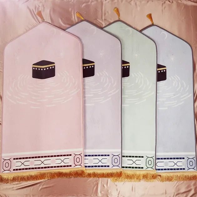 Gebedskleed dik en zacht pastel in diverse kleuren met Kaaba ontwerpen