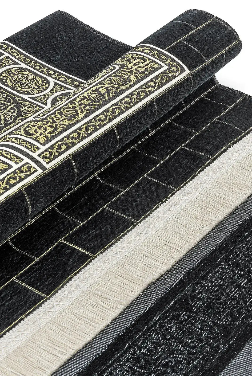 Gebedskleed Kaäba-patroon Zwart - Islamboekhandel.nl