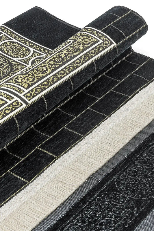 Gebedskleed Kaäba-patroon Zwart - Islamboekhandel.nl