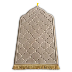 Beige gebedskleed koepel dik met franjes, zacht en nieuw model
