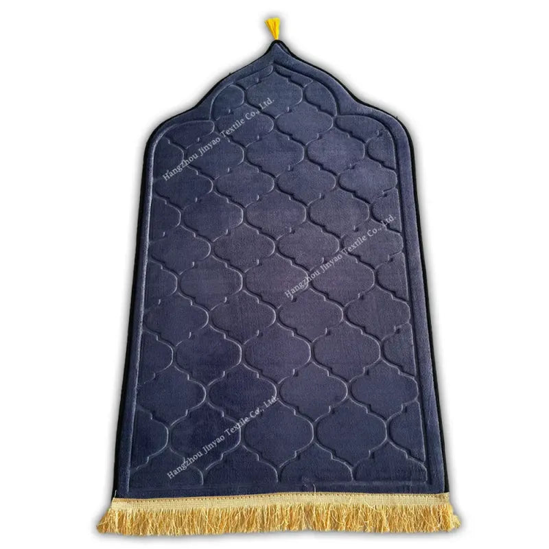 Blauwe gebedskleed koepel dik met goudfranje voor gebed en meditatie