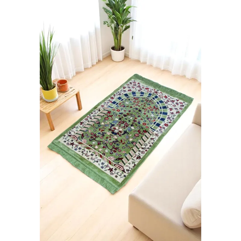 Groene bloemige tapijt Rawda geïnspireerd door Masjid an-Nabawi