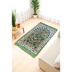 Groene bloemige tapijt Rawda geïnspireerd door Masjid an-Nabawi