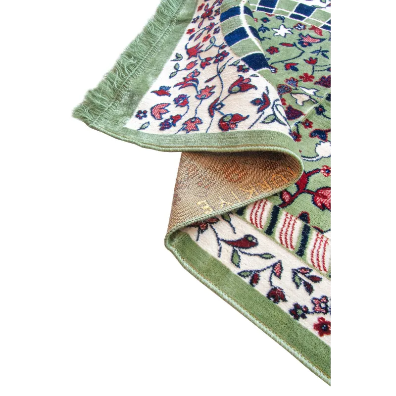 Groene bloemige gebedskleed Rawda geïnspireerd door Masjid an-Nabawi