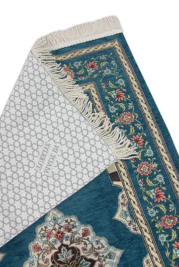Gebedskleed Turquoise met Mihrab ontwerp - Islamboekhandel.nl