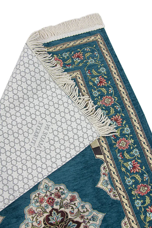 Gebedskleed Turquoise met Mihrab ontwerp - Islamboekhandel.nl