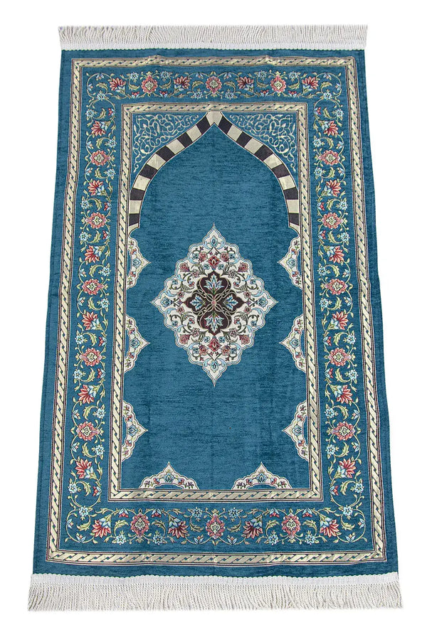 Gebedskleed Turquoise met Mihrab ontwerp - Islamboekhandel.nl