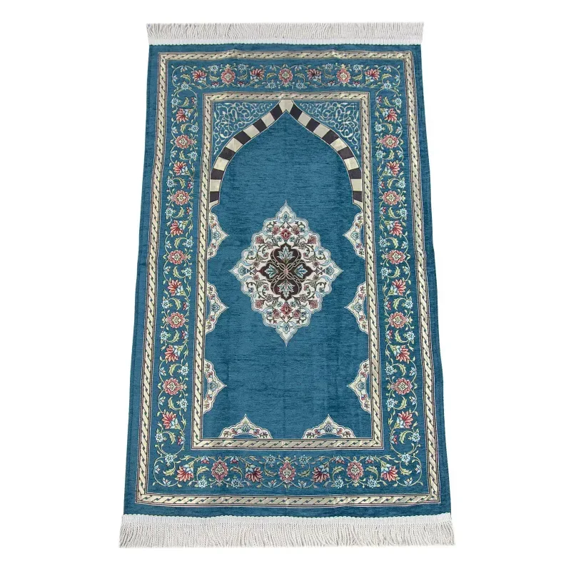 Gebedskleed Turquoise met Mihrab ontwerp - Islamboekhandel.nl