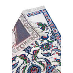 Gebedskleed van chenille met tulpenmotief in donkerblauw