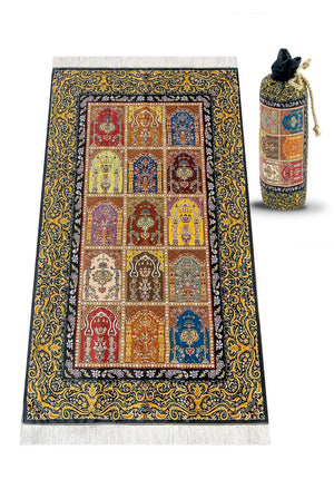 Gebedskleed van zijdetextuur met draagtas -design #1 - Islamboekhandel.nl