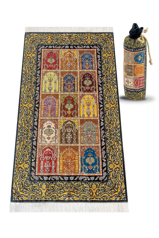 Gebedskleed van zijdetextuur met draagtas -design #1 - Islamboekhandel.nl