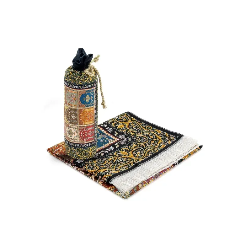 Gebedskleed van zijdetextuur met draagtas -design #1 - Islamboekhandel.nl