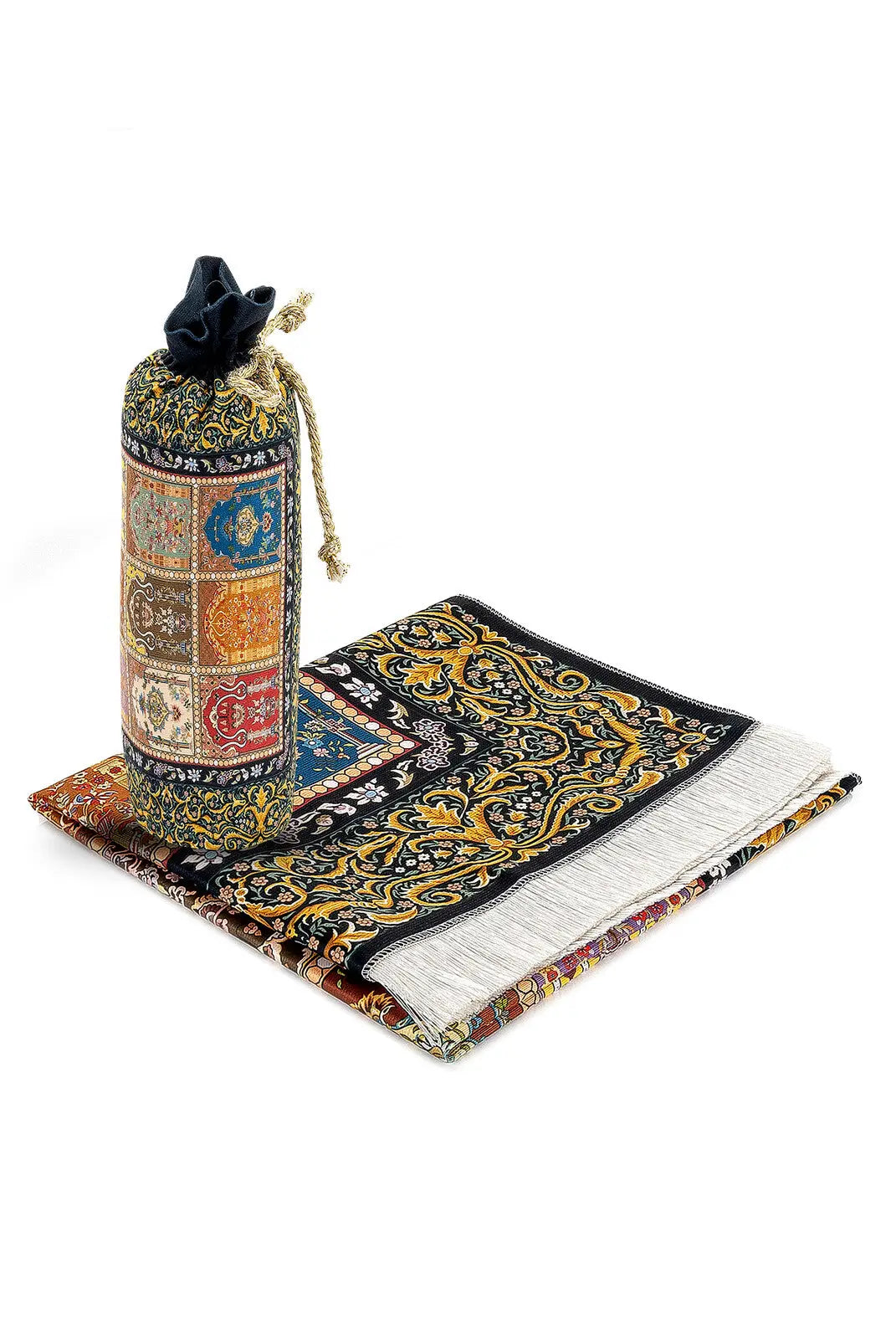 Gebedskleed van zijdetextuur met draagtas -design #1 - Islamboekhandel.nl