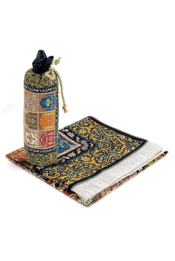 Gebedskleed van zijdetextuur met draagtas -design #1 - Islamboekhandel.nl