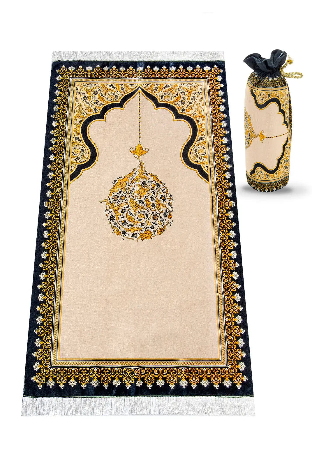 Gebedskleed van zijdetextuur met draagtas -design #2 - Islamboekhandel.nl