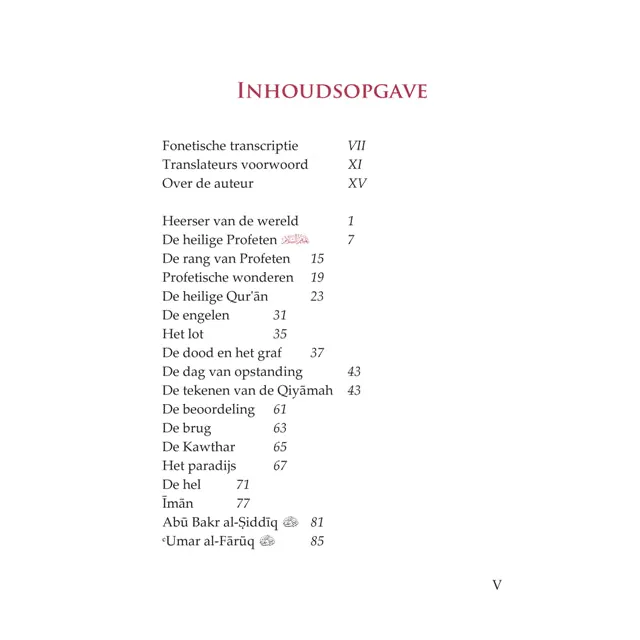 Inhoudsopgave van Geloofsleer voor kinderen, in het Nederlands