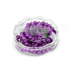 Geurtasbih paarse kralenarmband met miniatuurgebouw en spirituele betekenis