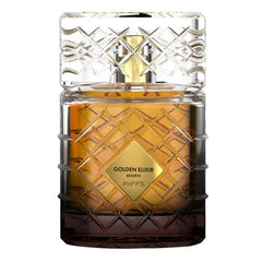 Transparante parfumfles met gouden elixir reserve en textured dop